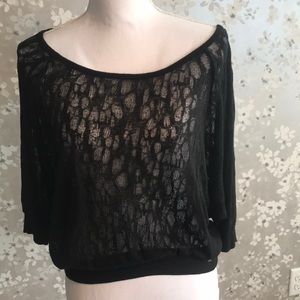 Black dolman sleeve sheer top